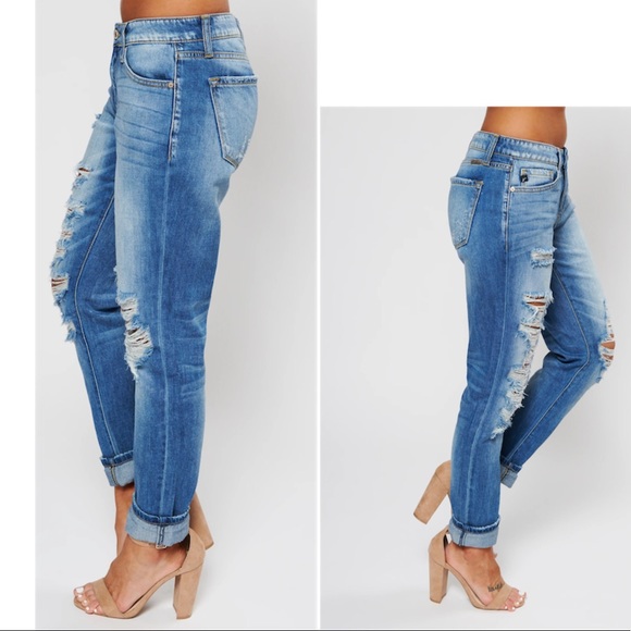Kancan Boyfriend Distressed Jeans - Picture 2 of 6